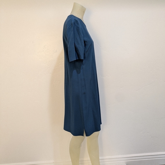Eileen Fisher Blue crepe Shift Dress - Picture 5 of 10